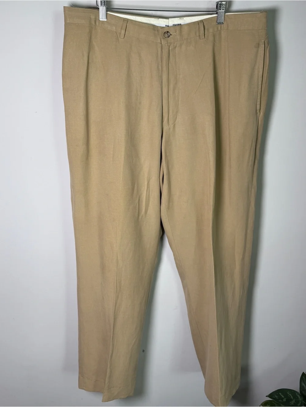 Murano Collezione Silk Linen Flat Front Trousers 38x34 Old Money Quiet Luxury